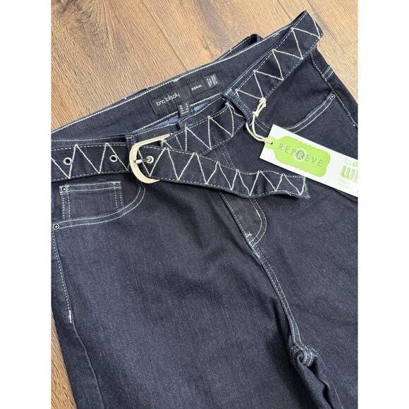 BNWT Ladies Long Tall Sally LTS Embroidered Belted Blue Jeans Size 12 W30 L34 - Picture 2 of 3
